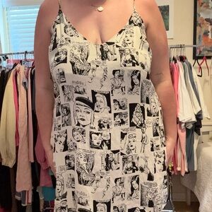 Black and White Comic Print Dress